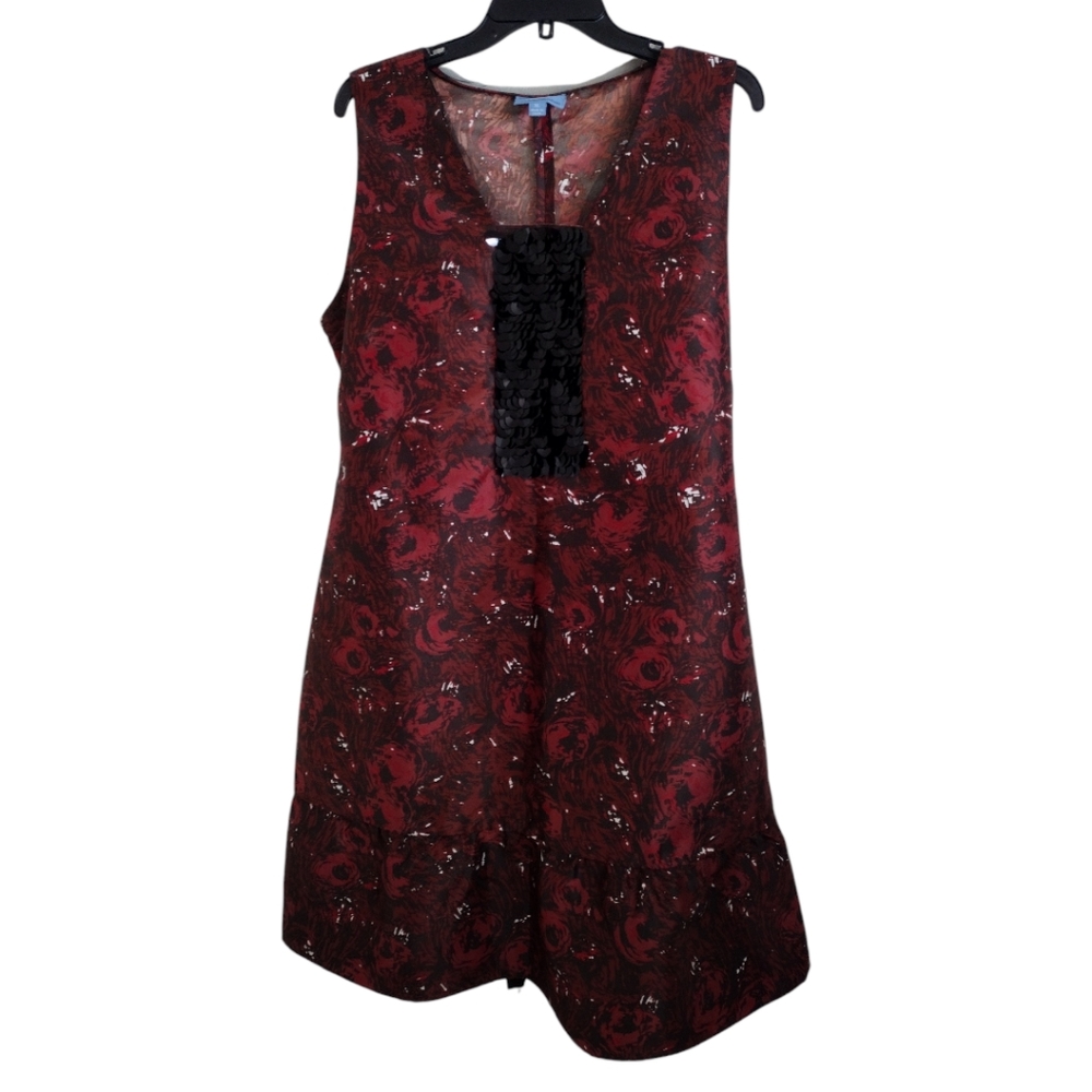 Simply Vera Vera Wang dark red black floral party dress with sequins size XL